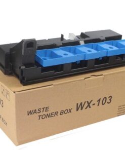 Cutie de toner uzat WX-103, compatibilă cu diverse imprimante, cu compartimente pentru colectarea tonerului.
