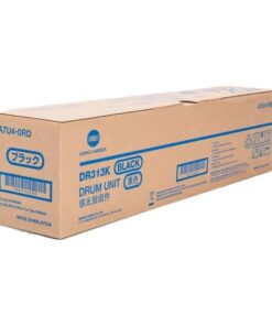 Unitate de tambur DR313K neagră, compatibilă cu imprimantele Konica Minolta, ambalaj de carton.