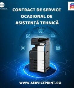 Aparat de copiat Konica Minolta cu funcții avansate, ideal pentru birouri, oferind servicii de imprimare și copiere de înaltă calitate.