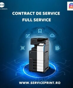 Imprimantă multifuncțională Konica Minolta, model avansat, cu funcții de copiere, imprimare și scanare, ideală pentru birouri.