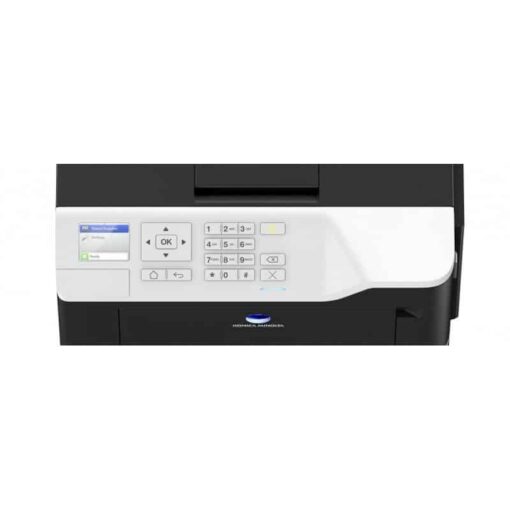 Imprimantă multifuncțională cu panou de control și butoane, ideală pentru birou, cu funcții de imprimare, copiere și scanare.