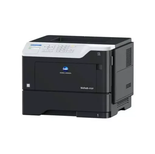 Imprimantă Konica Minolta bizhub 4702, compactă și eficientă, ideală pentru birouri, cu funcții avansate de imprimare și copiere.