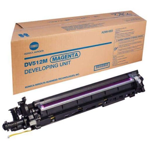 Unitate de dezvoltare magenta DV512M pentru imprimante Konica Minolta, compatibilă cu diverse modele, asigurând calitate ridicată a imprimării.