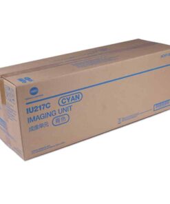 Unitate de imagistică cyan IU217C, ambalaj de carton, compatibilă cu diverse imprimante, produs de Konica Minolta.